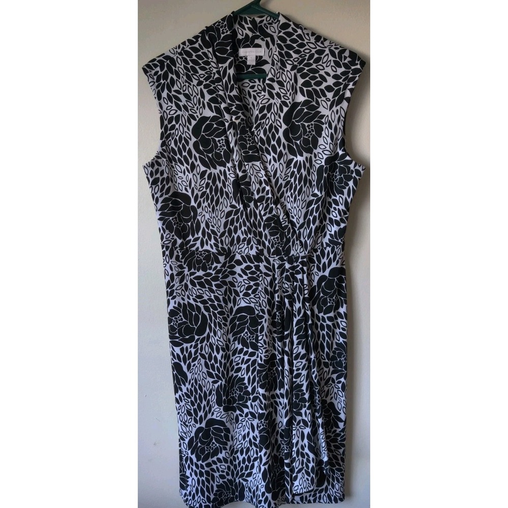 Charter Club Women's Faux Wrap Floral Print Black/White Sleeveless Size L - Picture 1 of 4